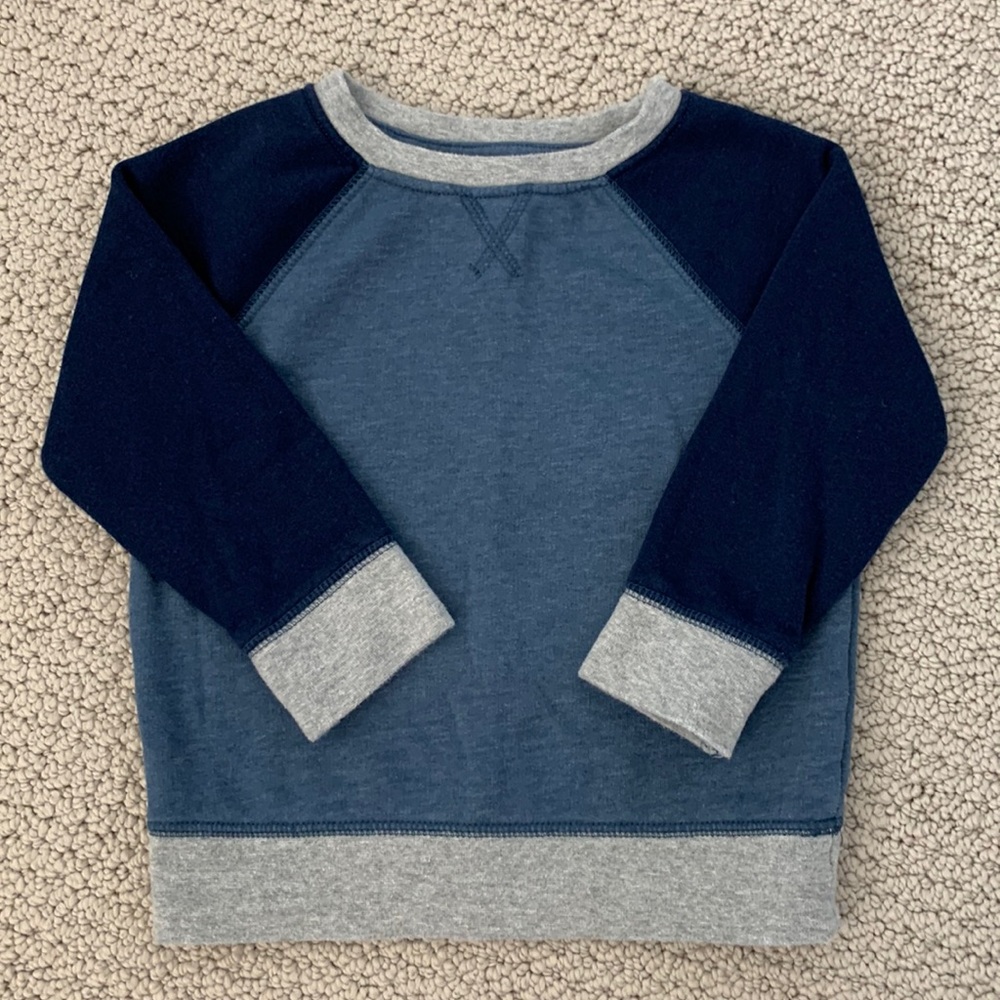 Circo Blue and Grey Raglan Crewneck Sweatshirt 2T (like Cat & Jack, Gap)